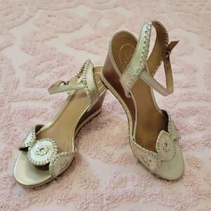 Jack Rogers Gold Clare Rope Wedge Sandals Women's 8.5